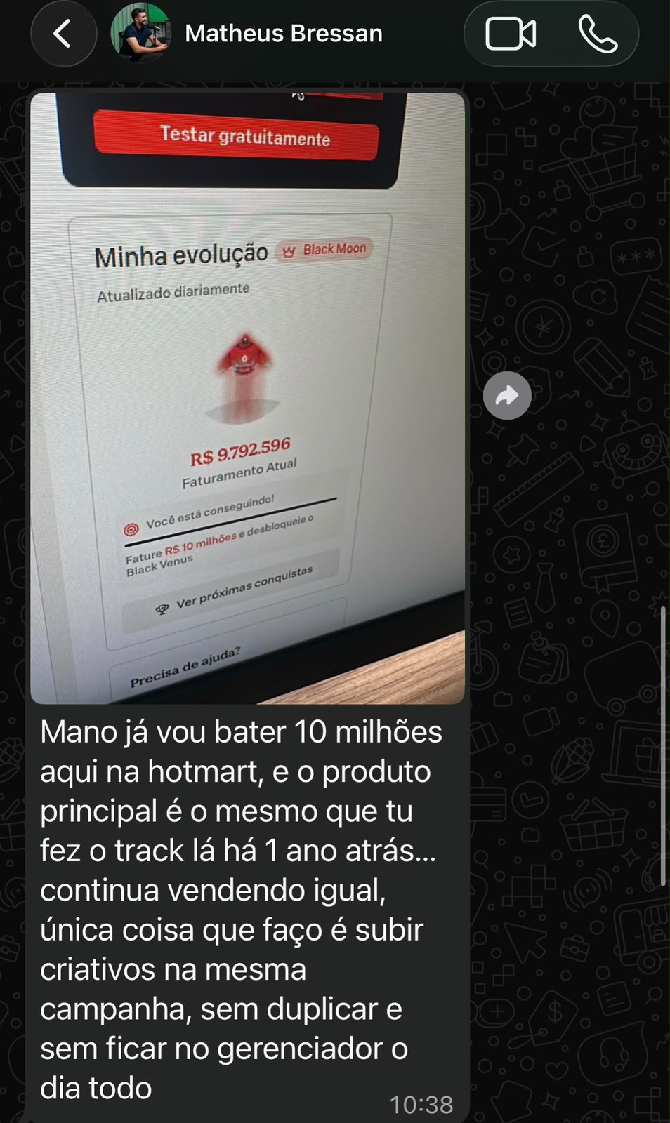 Depoimento de Matheus Bressan e registro de faturamento próximo de 10 milhões